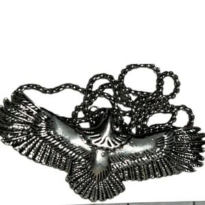 Silver Tone Soaring Eagle Pendant Necklace Box Chain Statement‎ Jewelry